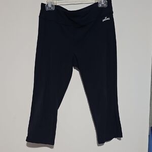 Spalding Womens Navy Leggings Cropped Athletic Pants Exercise Sz LARGE